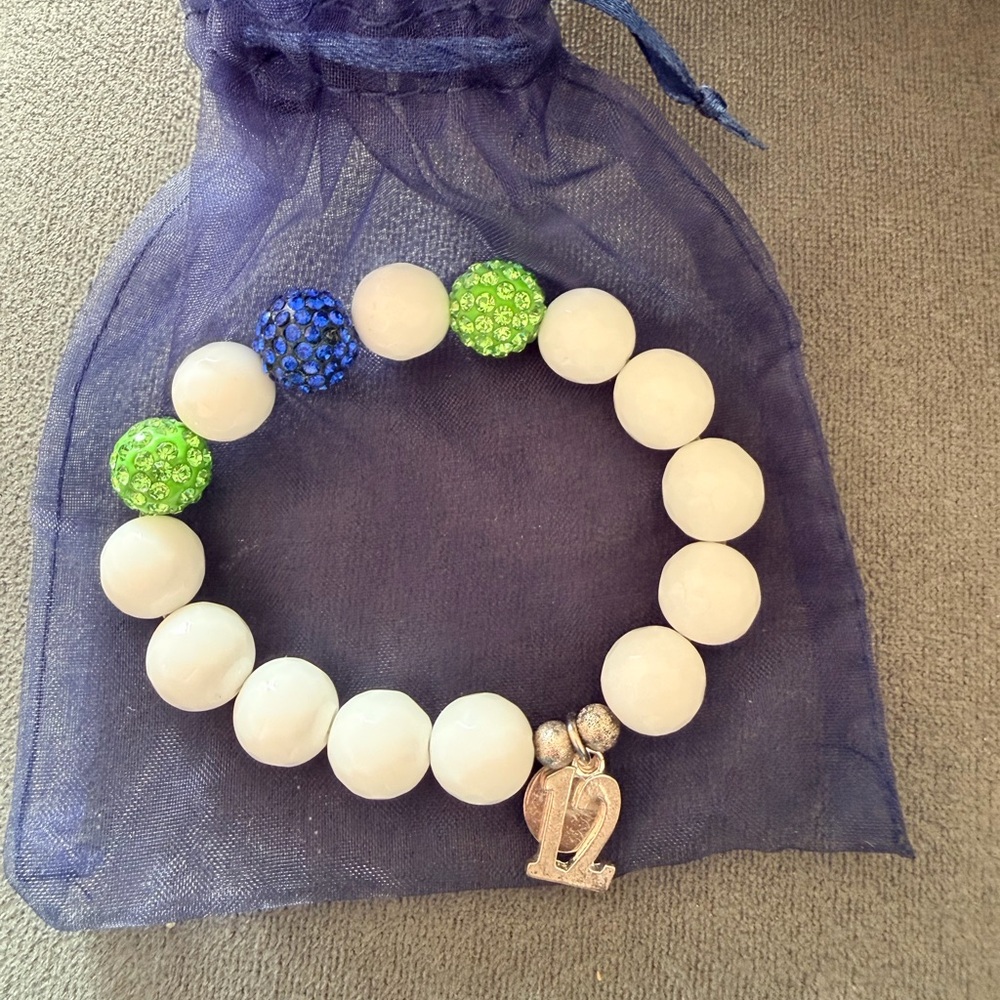 Seahawks Beaded Bracelet with Blue and Green Accents -12